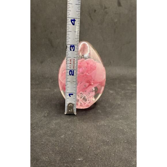 Vintage Signed Pink Paperweight- BEAUTIFUL GLASS Dated Unk Artist 1990 Egg Shape - Picture 6 of 8